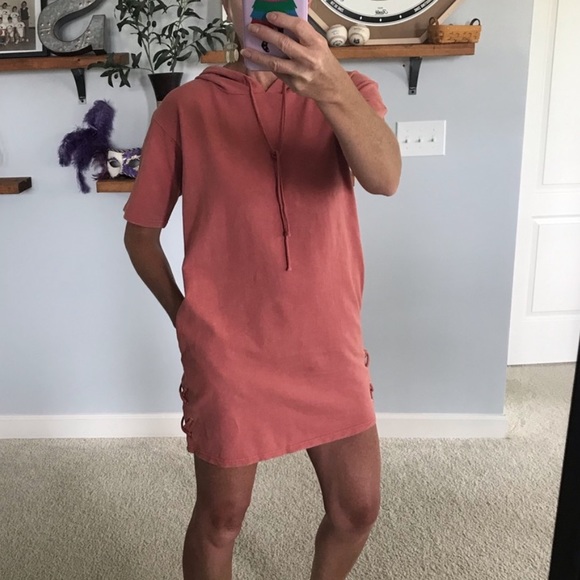 Coral/Rusty Color Hooded Tunic Dress - Picture 3 of 7